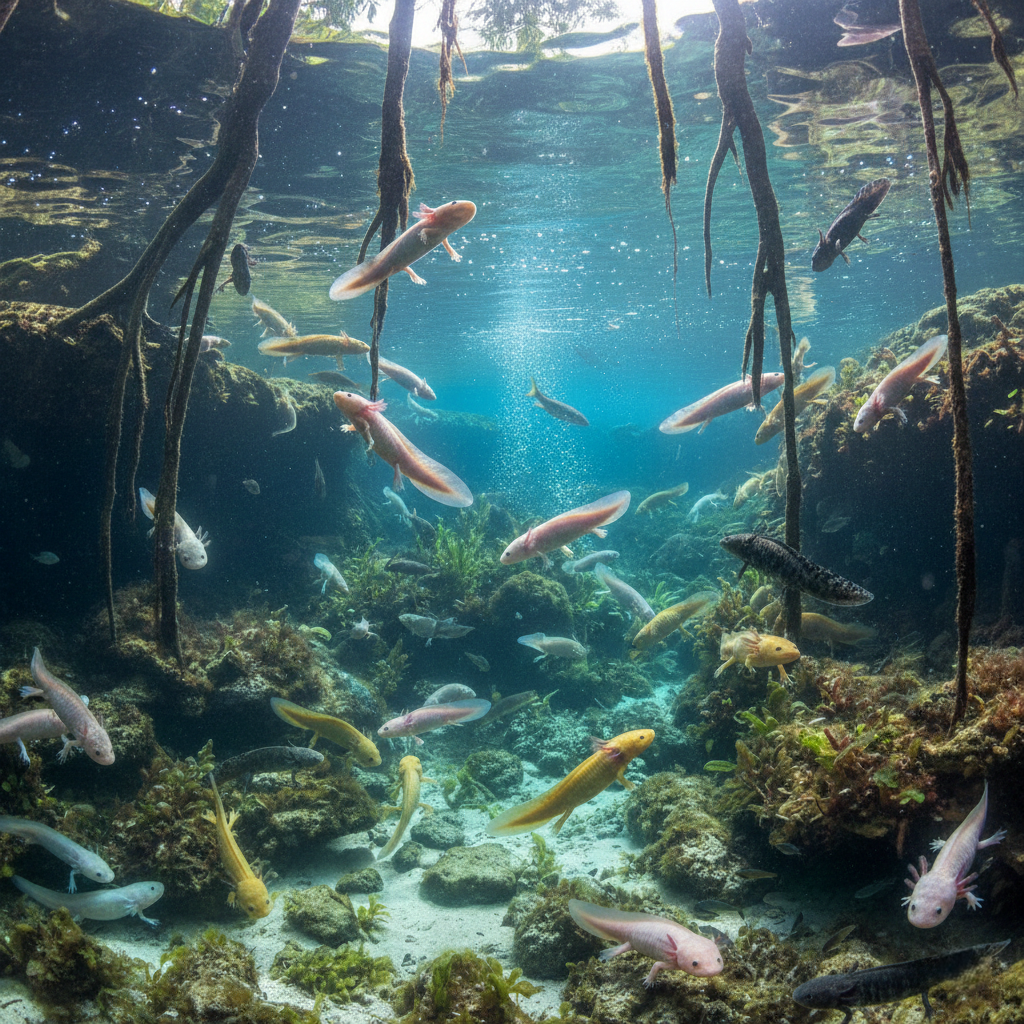 Ajolote del Altiplano reaparece después en Queretaro